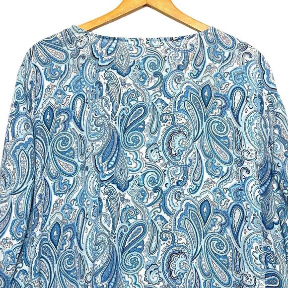 Catherines Blouse Woman’s Size 4X Faux Wrap Blue Paisley Lightweight Polyester - Picture 7 of 10